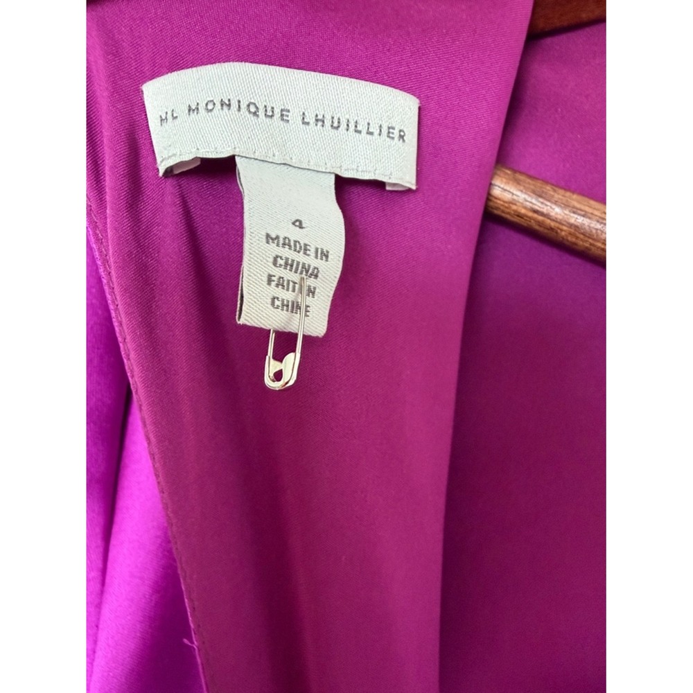 ML Monique Lhuillier Marie Satin Maxi Dress Mulberry Purple Size 4 NWOT - Picture 3 of 4